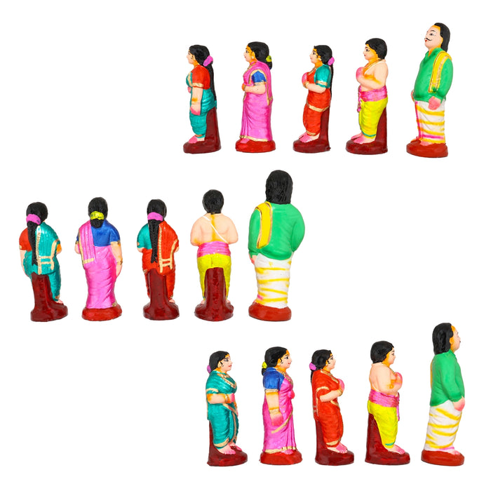 Ubanayam Clay Golu Bommai Set - 6 x 7 Inches | 17 Pcs/ Giri Golu doll/ Navaratri Golu Bomma/ Gombe/ Bommai