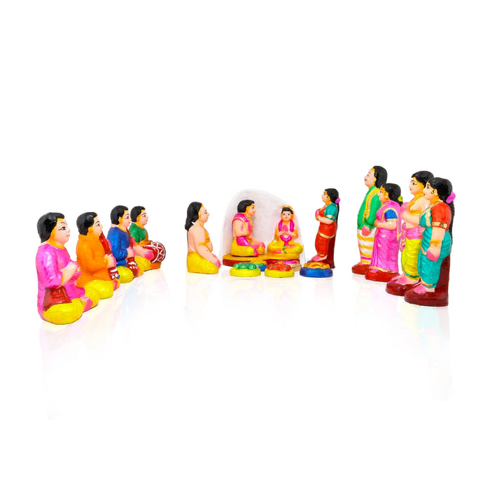 Ubanayam Clay Golu Bommai Set - 6 x 7 Inches | 17 Pcs/ Giri Golu doll/ Navaratri Golu Bomma/ Gombe/ Bommai