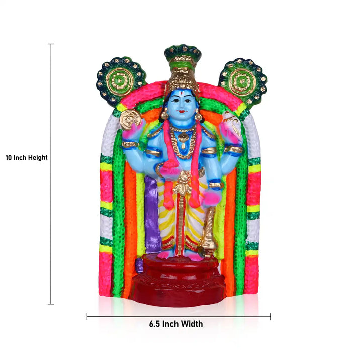 Guruvayurappan Clay Golu Bommai - 10 x 6.5 Inches | Giri Golu Doll/ Navaratri Golu Bomma/Gombe/Bommai