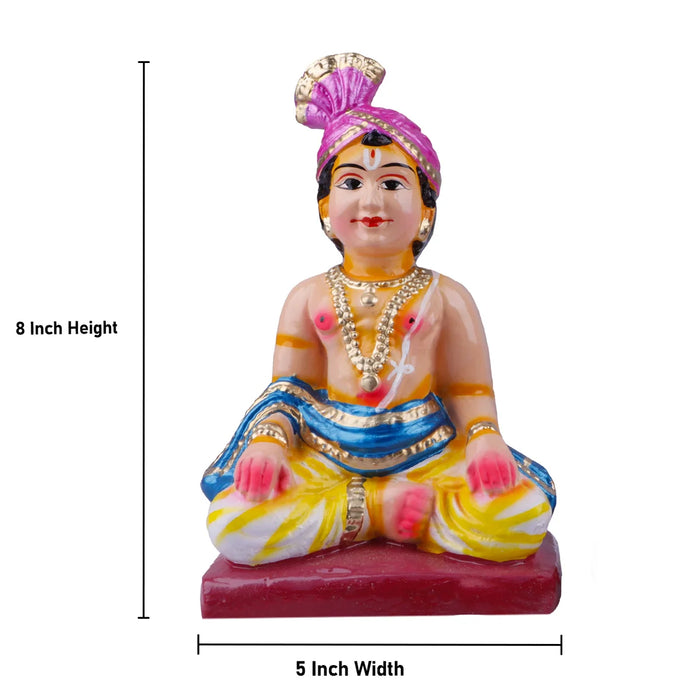 Young Couple Clay Golu Bommai Pair - 8 x 5 Inches | Giri Golu Doll/ Navaratri Golu Bomma/Gombe/Bommai