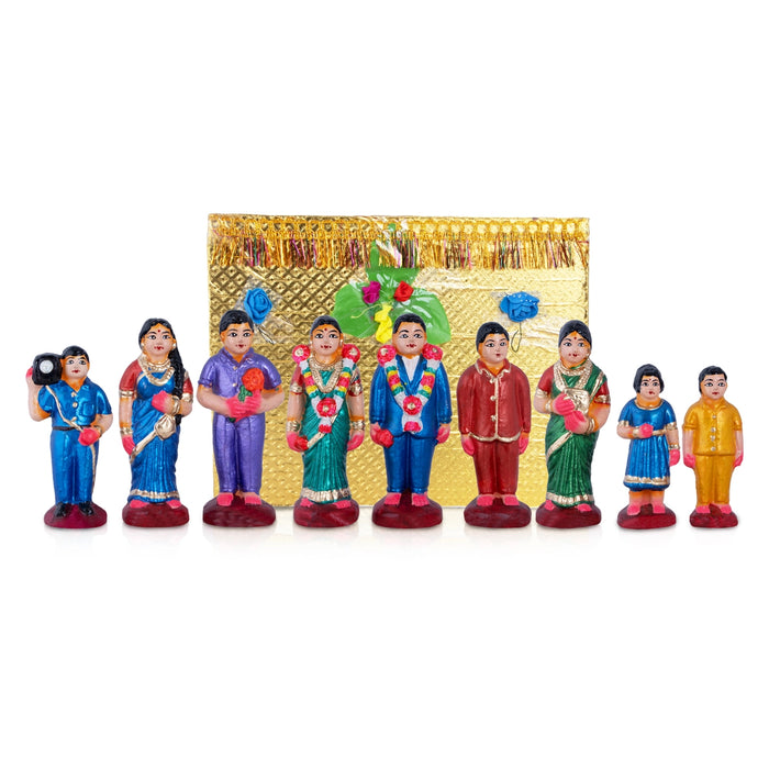 Reception Clay Golu Bommai Set - 6 x 2.5 Inches | Giri Golu Doll/ Navaratri Golu Bomma/Gombe/Bommai