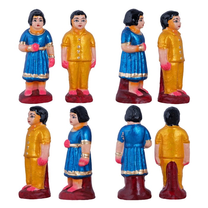 Reception Clay Golu Bommai Set - 6 x 2.5 Inches | Giri Golu Doll/ Navaratri Golu Bomma/Gombe/Bommai