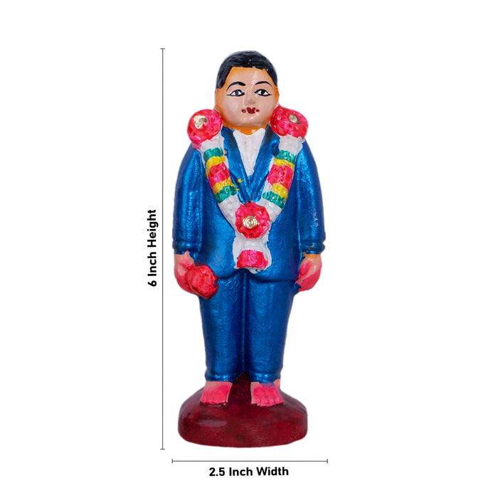 Reception Clay Golu Bommai Set - 6 x 2.5 Inches | Giri Golu Doll/ Navaratri Golu Bomma/Gombe/Bommai