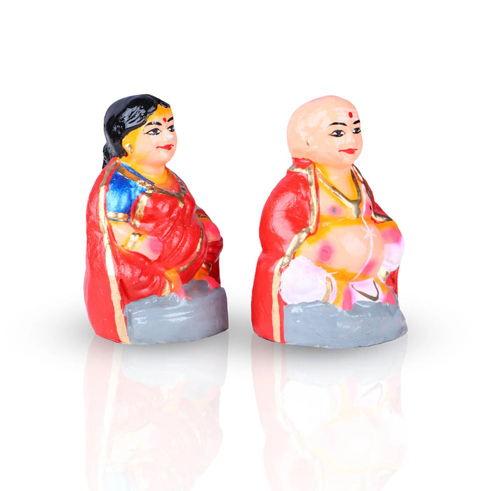 Thatha Patti Clay Golu Bommai Pair - 5 x 3.5 Inches | Giri Golu Doll/ Navaratri Golu Bomma/Gombe/Bommai