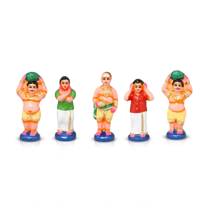 Trichy Uchi Pillaiyar Clay Golu Bommai - 15 x 17 Inches | 9 Pcs/ Giri Golu Doll/ Navaratri Golu Bomma/ Bommalu