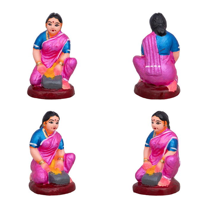 Kinaru Set Clay Golu Bommai - 6 x 2.5 Inches | 6 Pcs/ Giri Golu Doll/ Navaratri Golu Bomma/ Dasara Doll
