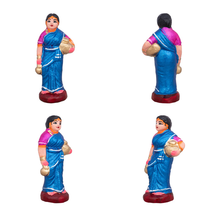 Kinaru Set Clay Golu Bommai - 6 x 2.5 Inches | 6 Pcs/ Giri Golu Doll/ Navaratri Golu Bomma/ Dasara Doll
