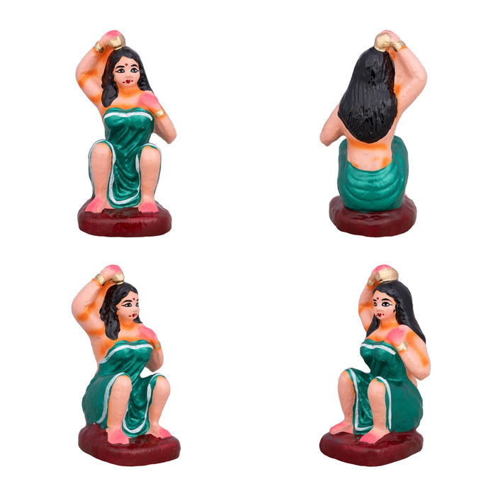 Kinaru Set Clay Golu Bommai - 6 x 2.5 Inches | 6 Pcs/ Giri Golu Doll/ Navaratri Golu Bomma/ Dasara Doll