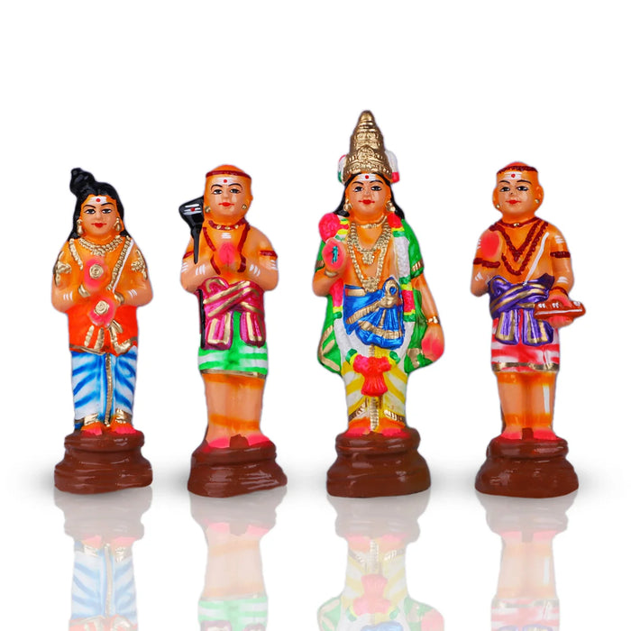 Naalvar Clay Golu Bommai Set - 10 x 3.5 Inches Inches | Giri Golu Doll/ Navaratri Golu Bomma/Gombe/Bommai