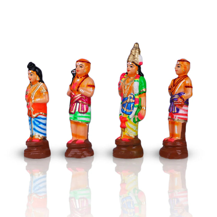 Naalvar Clay Golu Bommai Set - 10 x 3.5 Inches Inches | Giri Golu Doll/ Navaratri Golu Bomma/Gombe/Bommai