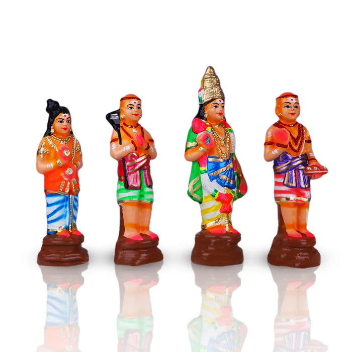 Naalvar Clay Golu Bommai Set - 10 x 3.5 Inches Inches | Giri Golu Doll/ Navaratri Golu Bomma/Gombe/Bommai