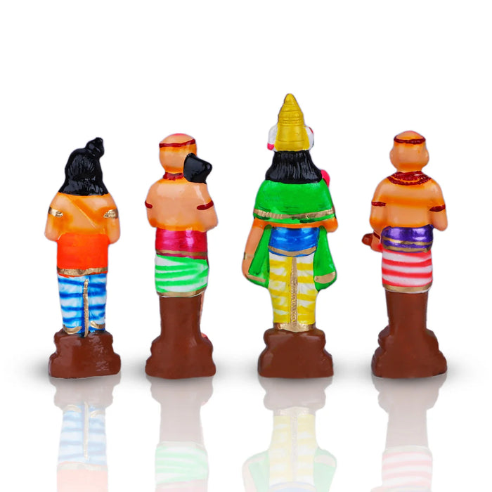 Naalvar Clay Golu Bommai Set - 10 x 3.5 Inches Inches | Giri Golu Doll/ Navaratri Golu Bomma/Gombe/Bommai