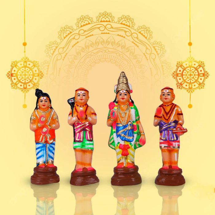 Naalvar Clay Golu Bommai Set - 10 x 3.5 Inches Inches | Giri Golu Doll/ Navaratri Golu Bomma/Gombe/Bommai