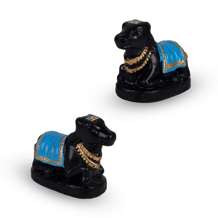 Lingam With Nandi Clay Golu Bommai Pair - 3 x 3.5 Inches | Giri Golu Doll/ Navaratri Golu Bomma/ Gombe