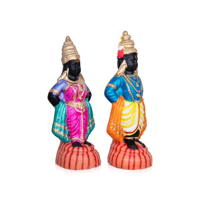 Panduranga Rukmini Clay Golu Bommai Pair - 11 x 4 Inches | Giri Golu Doll/ Navaratri Golu Bomma/Gombe/Bommai