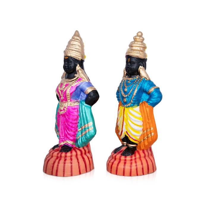 Panduranga Rukmini Clay Golu Bommai Pair - 11 x 4 Inches | Giri Golu Doll/ Navaratri Golu Bomma/Gombe/Bommai