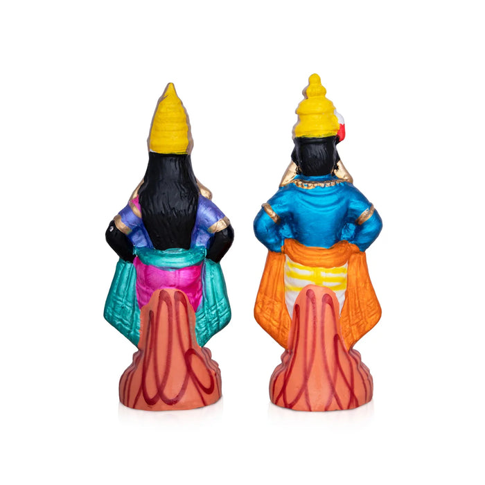 Panduranga Rukmini Clay Golu Bommai Pair - 11 x 4 Inches | Giri Golu Doll/ Navaratri Golu Bomma/Gombe/Bommai