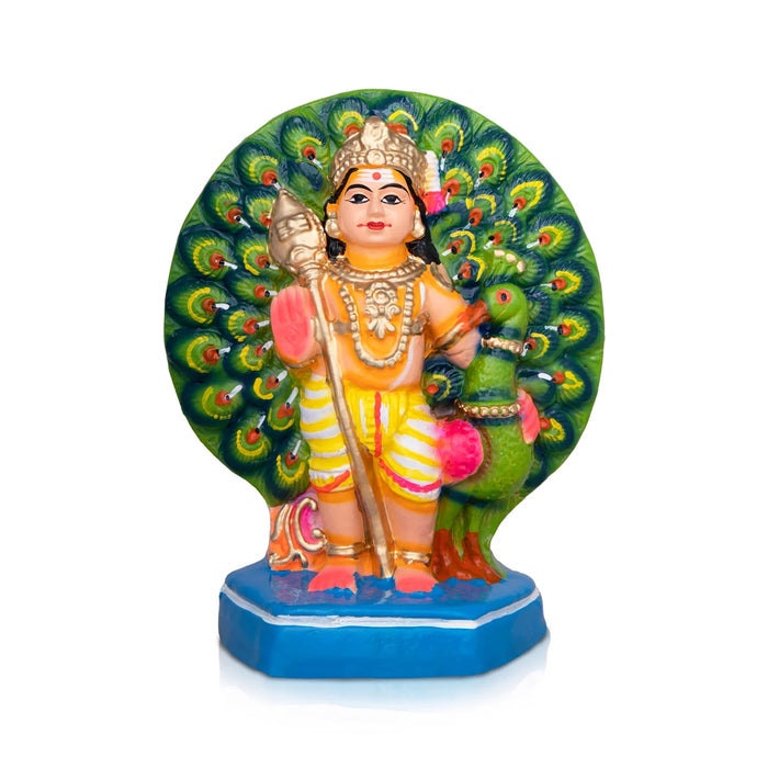 Thogai Murugan Clay Golu Bommai - 11 x 8 Inches | Giri Golu Doll/ Navaratri Golu Bomma/Gombe/Bommai