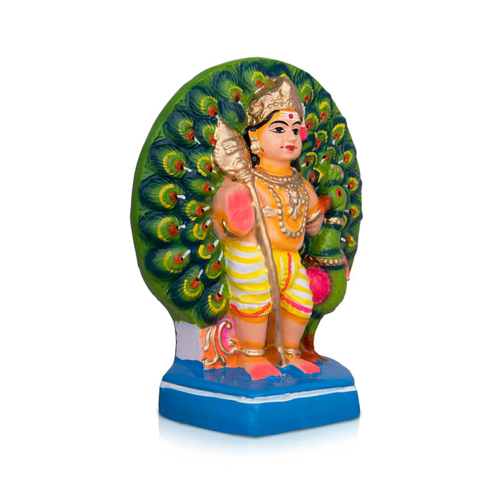 Thogai Murugan Clay Golu Bommai - 11 x 8 Inches | Giri Golu Doll/ Navaratri Golu Bomma/Gombe/Bommai