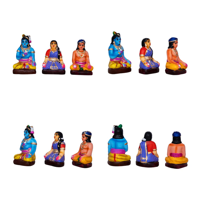 Krishna Bhojanam Clay Golu Bommai Set - 7 x 3 Inches | Giri Golu Doll/ Navaratri Golu Bomma/Gombe/Bommai