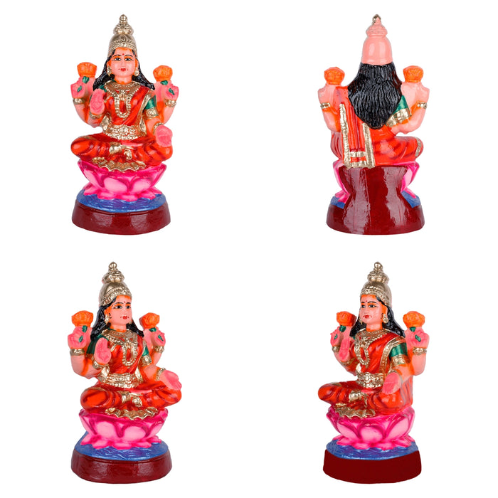 Lakshmi Saraswati Durga Clay Golu Bommai Set - 12 x 7.5 Inches | Giri Golu Doll/ Navaratri Golu Bomma/ Gombe