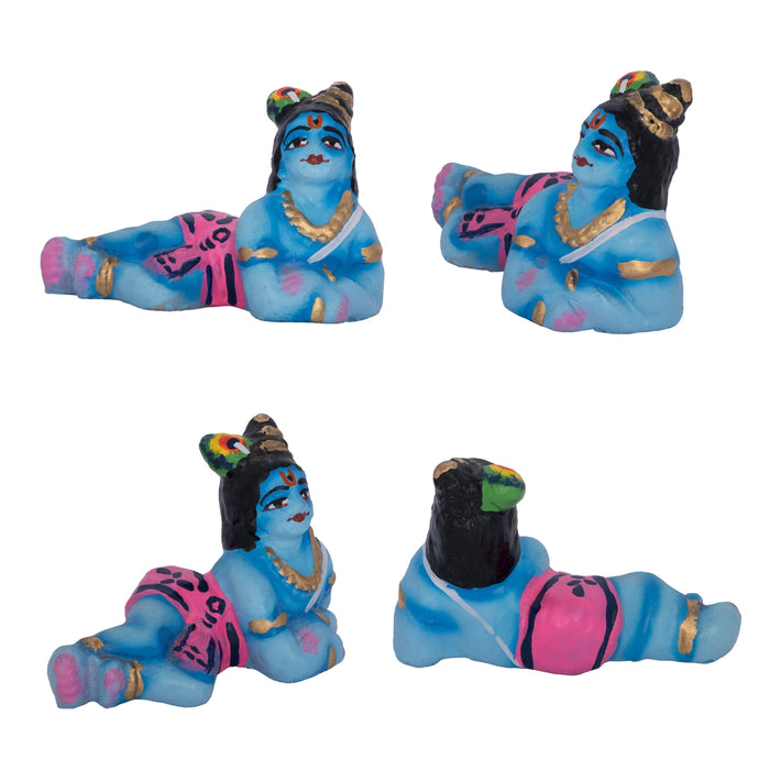Krishna Leela Clay Golu Bommai Set - 7.5 x 5.5 Inches | 23 Pcs/ Giri Golu Doll/ Navaratri Kolu Bomma/ Gombe/ Bommalu