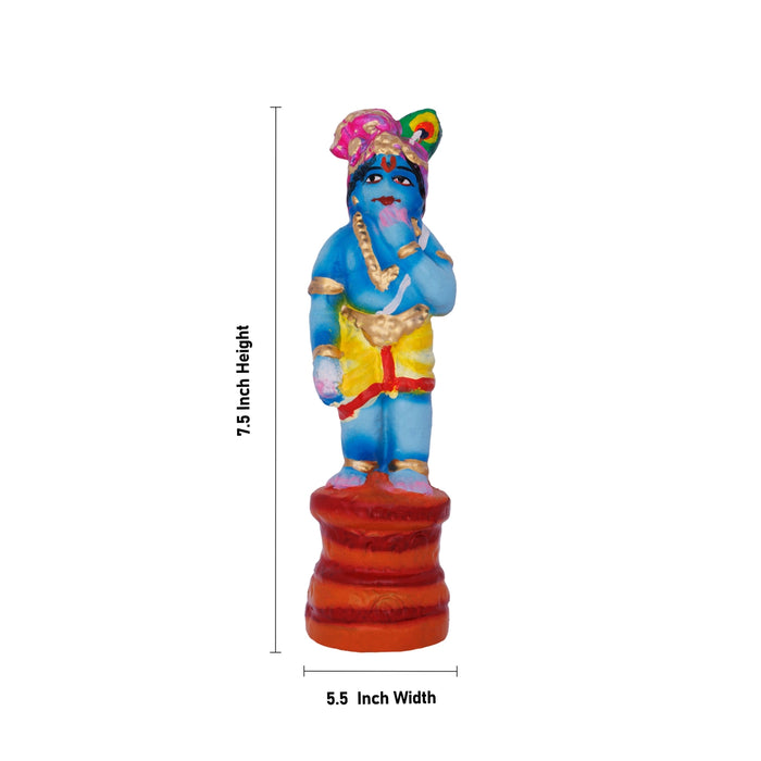 Krishna Leela Clay Golu Bommai Set - 7.5 x 5.5 Inches | 23 Pcs/ Giri Golu Doll/ Navaratri Kolu Bomma/ Gombe/ Bommalu