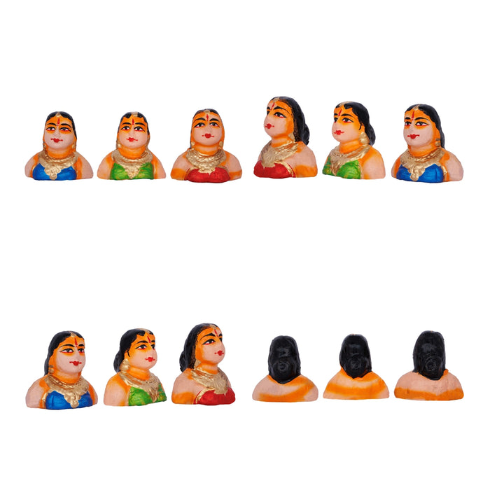 Krishna Leela Clay Golu Bommai Set - 7.5 x 5.5 Inches | 23 Pcs/ Giri Golu Doll/ Navaratri Kolu Bomma/ Gombe/ Bommalu