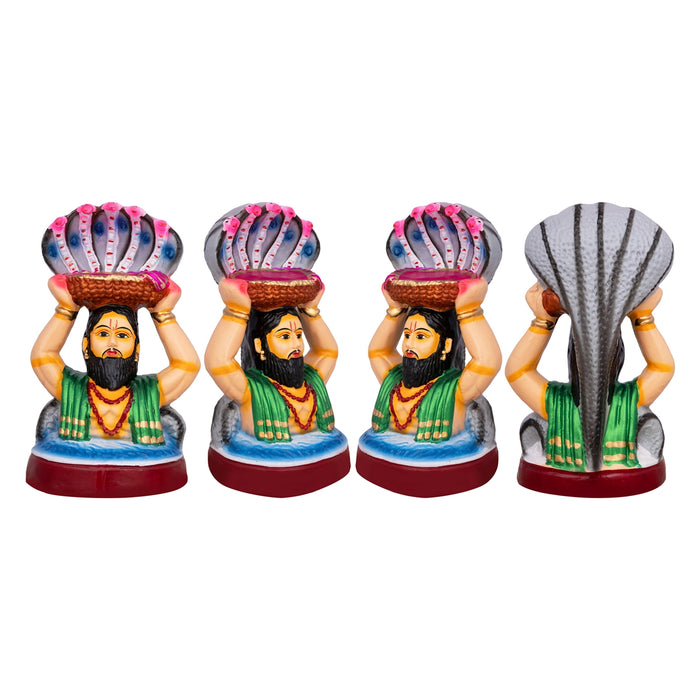 Vasudeva Carrying Krishna Bust Clay Golu Bommai - 9.5 x 6 Inches | Giri Golu doll/ Navaratri Golu Bomma/ Gombe