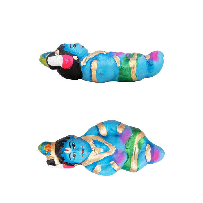 Vasudeva Carrying Krishna Bust Clay Golu Bommai - 9.5 x 6 Inches | Giri Golu doll/ Navaratri Golu Bomma/ Gombe