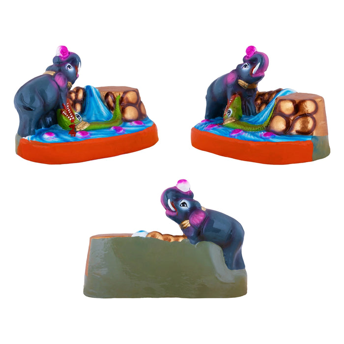 Gajendra Moksham Clay Golu Bommai - 8 x 3.5 Inches | Giri Golu Doll/ Navaratri Kolu Bomma/ Dasara Doll