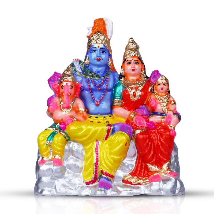 Shivan Family Clay Golu Bommai - 11 x 8 Inches | Giri Golu Doll/ Navaratri Golu Bomma/Gombe/Bommai