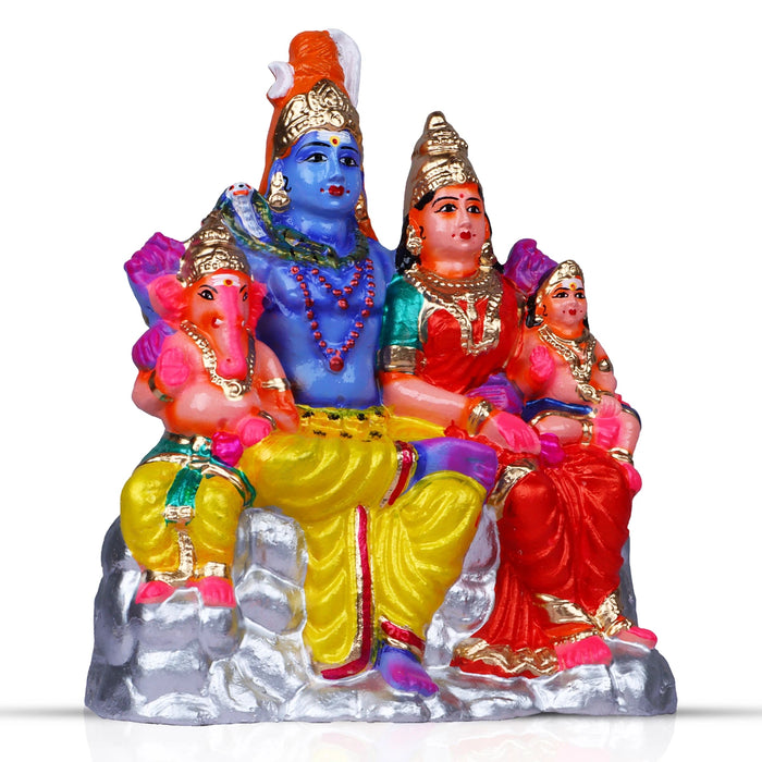 Shivan Family Clay Golu Bommai - 11 x 8 Inches | Giri Golu Doll/ Navaratri Golu Bomma/Gombe/Bommai