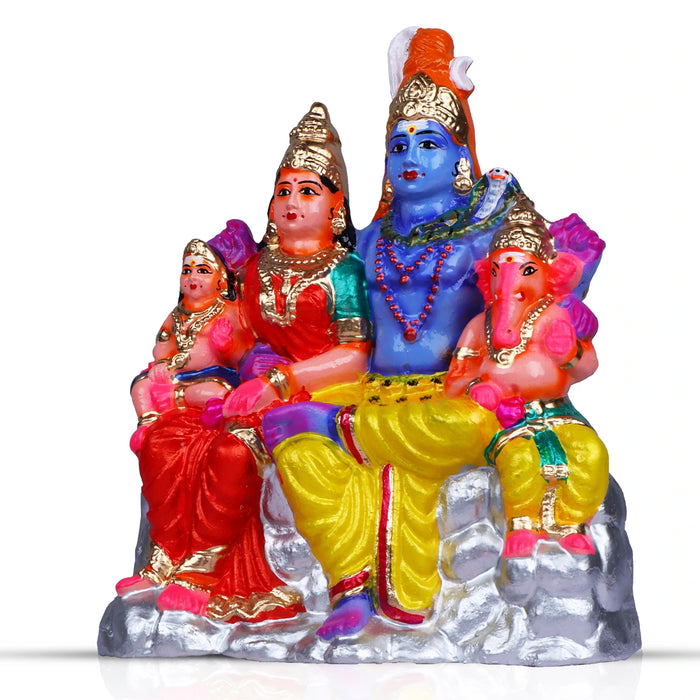 Shivan Family Clay Golu Bommai - 11 x 8 Inches | Giri Golu Doll/ Navaratri Golu Bomma/Gombe/Bommai