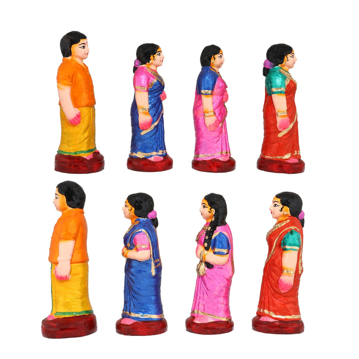 Engagement Clay Golu Bommai Set - 7.5 x 6 Inches | Giri Golu Doll/ Navaratri Golu Bomma/ Bommai/ Gombe