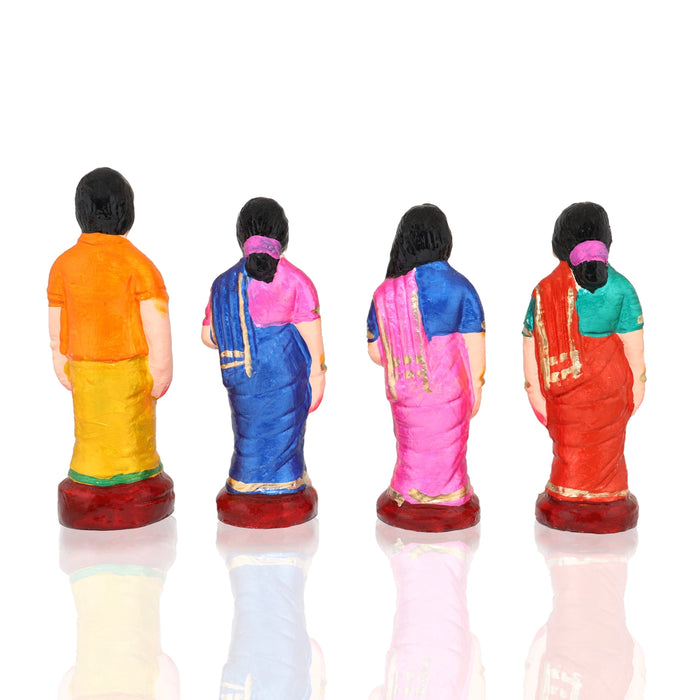 Engagement Clay Golu Bommai Set - 7.5 x 6 Inches | Giri Golu Doll/ Navaratri Golu Bomma/ Bommai/ Gombe