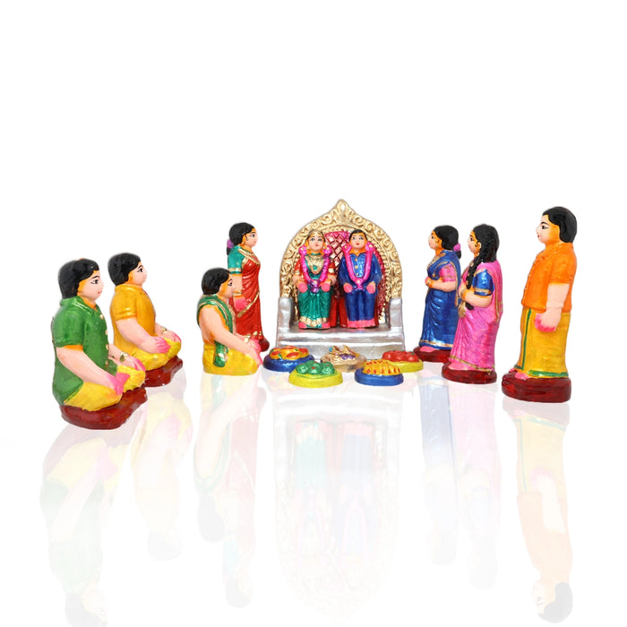 Engagement Clay Golu Bommai Set - 7.5 x 6 Inches | Giri Golu Doll/ Navaratri Golu Bomma/ Bommai/ Gombe