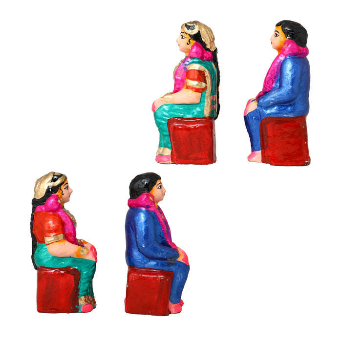 Engagement Clay Golu Bommai Set - 7.5 x 6 Inches | Giri Golu Doll/ Navaratri Golu Bomma/ Bommai/ Gombe