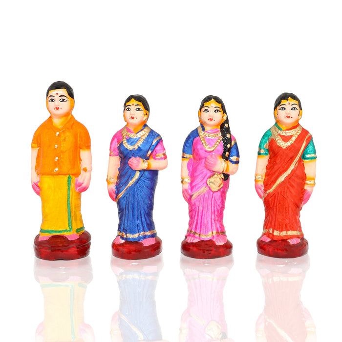 Engagement Clay Golu Bommai Set - 7.5 x 6 Inches | Giri Golu Doll/ Navaratri Golu Bomma/ Bommai/ Gombe