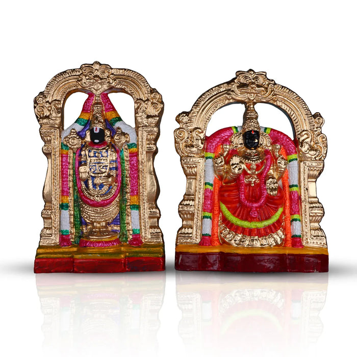 Perumal Thayar Clay Golu Bommai Pair - 15 x 8 Inches | Giri Golu Doll/ Navaratri Golu Bomma/Gombe/Bommai