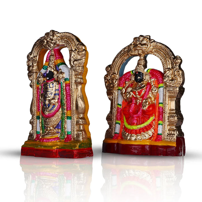 Perumal Thayar Clay Golu Bommai Pair - 15 x 8 Inches | Giri Golu Doll/ Navaratri Golu Bomma/Gombe/Bommai