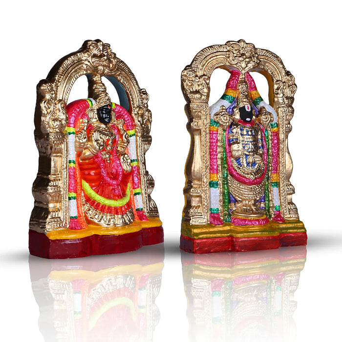 Perumal Thayar Clay Golu Bommai Pair - 15 x 8 Inches | Giri Golu Doll/ Navaratri Golu Bomma/Gombe/Bommai