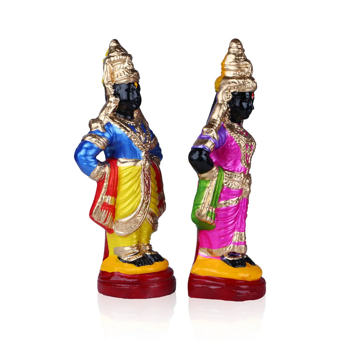 Pandurangan Rukmini Clay Golu Bommai Pair - 12 x 5 Inches | Giri Golu Doll/ Navaratri Golu Bomma/Gombe/Bommai