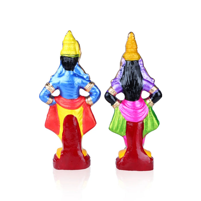 Pandurangan Rukmini Clay Golu Bommai Pair - 12 x 5 Inches | Giri Golu Doll/ Navaratri Golu Bomma/Gombe/Bommai