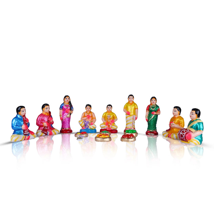 Kadhani Vizha Clay Golu Bommai Set - 6 x 2.5 Inches | Giri Golu Doll/ Navaratri Golu Bomma/Gombe/Bommai