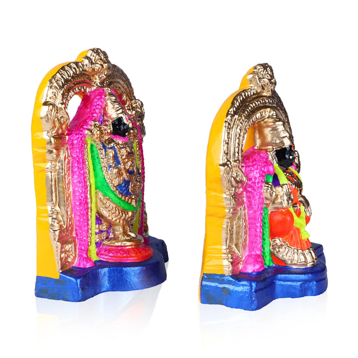 Perumal Thayar Clay Golu Bommai Pair - 8 x 5.5 Inches | Giri Golu Doll/ Navaratri Golu Bomma/Gombe/Bommai