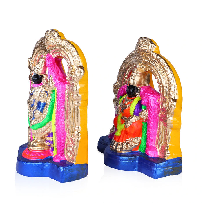 Perumal Thayar Clay Golu Bommai Pair - 8 x 5.5 Inches | Giri Golu Doll/ Navaratri Golu Bomma/Gombe/Bommai