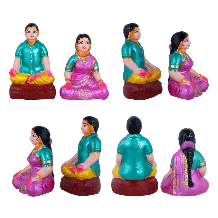 Kili Josiyam Clay Golu Bommai Set - 6 x 3 Inches | 7 Pcs/ Giri Golu Doll/ Navaratri Golu Bomma/ Gombe