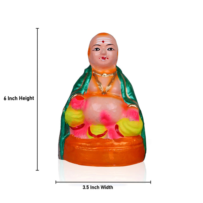 Thatha Patti Clay Golu Bommai Pair - 6 x 3.5 Inches | Giri Golu Doll/ Navaratri Golu Bomma/Gombe/Bommai