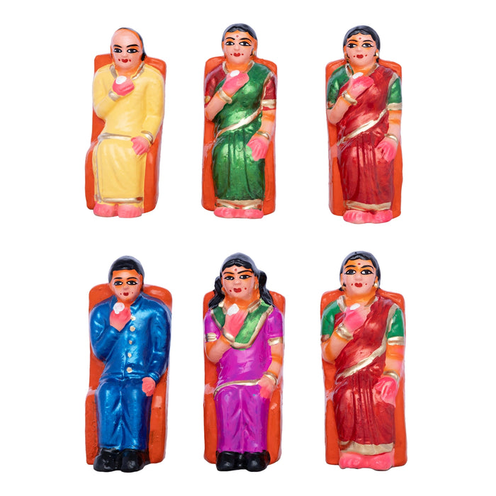 Sappadu Clay Golu Bommai Set - 5.5 x 2 Inches | Giri Golu Doll / Navaratri Kolu Bomma / Gombe / Bommalu